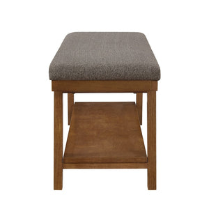English Elm Linen Upholstered Storage Bench Padded Seat Open Shelf Bedroom Entryway Modern Granite W2186P487599
