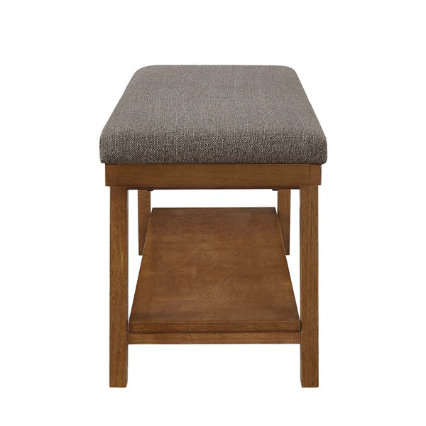 English Elm Linen Upholstered Storage Bench Padded Seat Open Shelf Bedroom Entryway Modern Granite W2186P487599