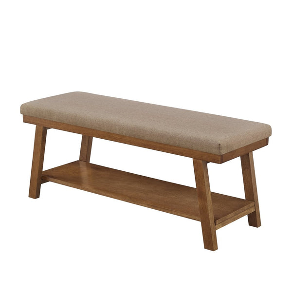 English Elm Linen Upholstered Storage Bench Padded Seat Open Shelf Bedroom Entryway Modern Linen W2186P487601