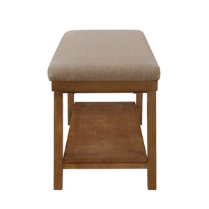English Elm Linen Upholstered Storage Bench Padded Seat Open Shelf Bedroom Entryway Modern Linen W2186P487601
