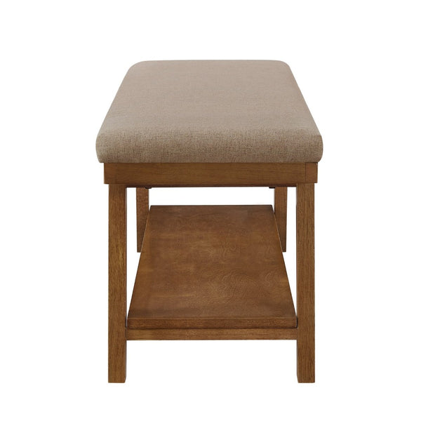 English Elm Linen Upholstered Storage Bench Padded Seat Open Shelf Bedroom Entryway Modern Linen W2186P487601