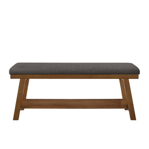 English Elm Linen Upholstered Storage Bench Padded Seat Open Shelf Bedroom Entryway Modern Dark Gray W2186P487602