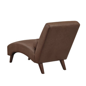English Elm Chaise Lounge Mid Century Modern Upholstered Tech Fabric Curved Lounger with Bolster Pillow Brown W2186P496720