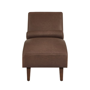 English Elm Chaise Lounge Mid Century Modern Upholstered Tech Fabric Curved Lounger with Bolster Pillow Brown W2186P496720