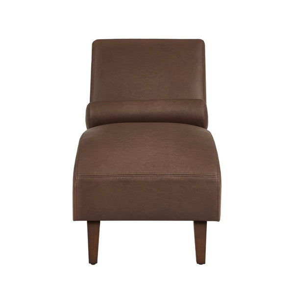English Elm Chaise Lounge Mid Century Modern Upholstered Tech Fabric Curved Lounger with Bolster Pillow Brown W2186P496720
