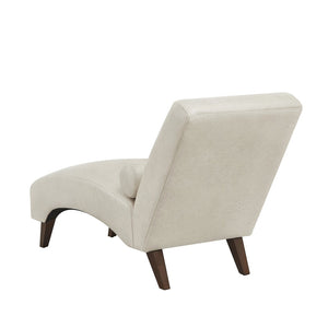 English Elm Chaise Lounge Mid Century Modern Upholstered Tech Fabric Curved Lounger with Bolster Pillow Beige W2186P496721