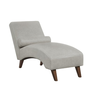 English Elm Chaise Lounge Mid Century Modern Upholstered Tech Fabric Curved Lounger with Bolster Pillow Gray W2186P496722