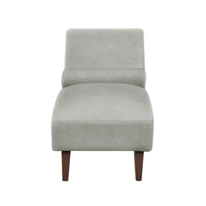 English Elm Chaise Lounge Mid Century Modern Upholstered Tech Fabric Curved Lounger with Bolster Pillow Gray W2186P496722