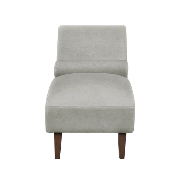 English Elm Chaise Lounge Mid Century Modern Upholstered Tech Fabric Curved Lounger with Bolster Pillow Gray W2186P496722