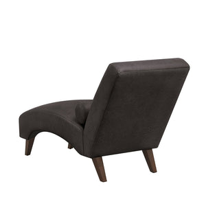 English Elm Chaise Lounge Mid Century Modern Upholstered Tech Fabric Curved Lounger with Bolster Pillow Dark Gray W2186P496723