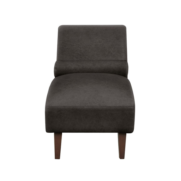 English Elm Chaise Lounge Mid Century Modern Upholstered Tech Fabric Curved Lounger with Bolster Pillow Dark Gray W2186P496723