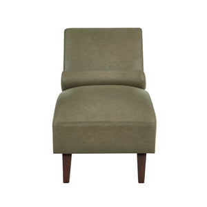 English Elm Chaise Lounge Mid Century Modern Upholstered Tech Fabric Curved Lounger with Bolster Pillow Olive Green W2186P496724
