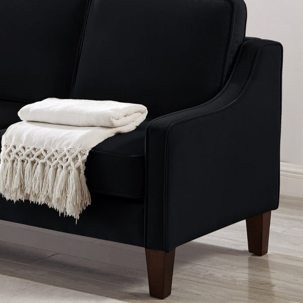 English Elm 2-Seater Velvet Loveseat with Spring Cushions Rubber Wood Legs and Washable Covers Black W2186P516662