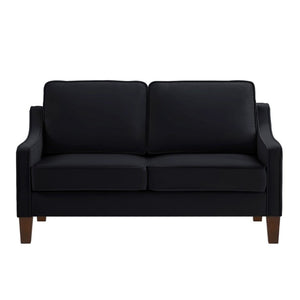 English Elm 2-Seater Velvet Loveseat with Spring Cushions Rubber Wood Legs and Washable Covers Black W2186P516662