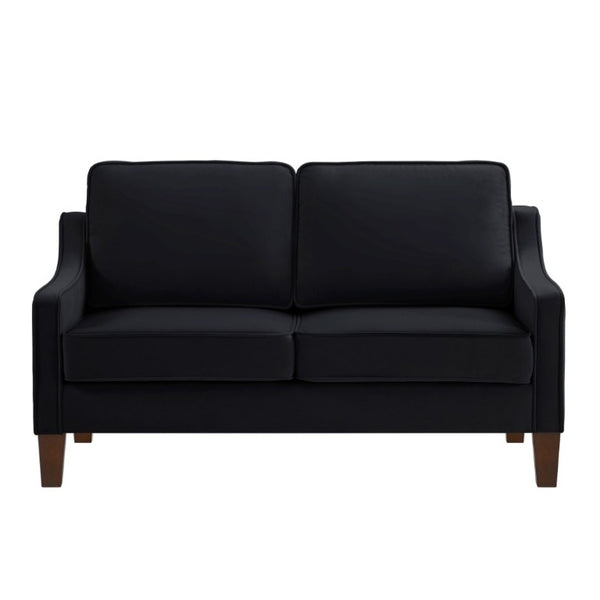 English Elm 2-Seater Velvet Loveseat with Spring Cushions Rubber Wood Legs and Washable Covers Black W2186P516662
