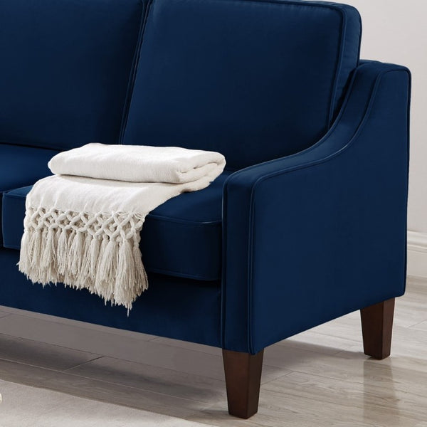 English Elm 2-Seater Velvet Loveseat with Spring Cushions Rubber Wood Legs and Washable Covers Navy W2186P516663