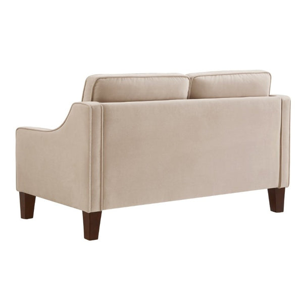 English Elm 2-Seater Velvet Loveseat with Spring Cushions Rubber Wood Legs and Washable Covers Taupe W2186P516664
