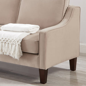 English Elm 2-Seater Velvet Loveseat with Spring Cushions Rubber Wood Legs and Washable Covers Taupe W2186P516664