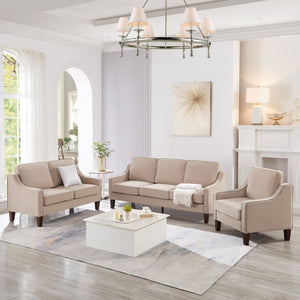 English Elm 2-Seater Velvet Loveseat with Spring Cushions Rubber Wood Legs and Washable Covers Taupe W2186P516664