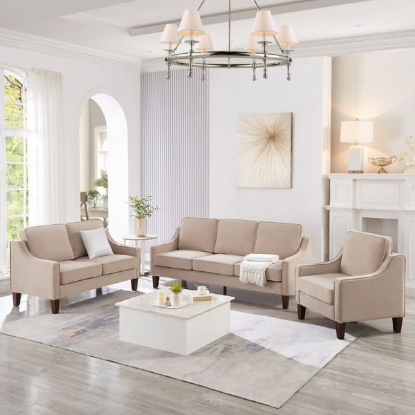 English Elm 2-Seater Velvet Loveseat with Spring Cushions Rubber Wood Legs and Washable Covers Taupe W2186P516664