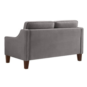 English Elm 2-Seater Velvet Loveseat with Spring Cushions Rubber Wood Legs and Washable Covers Dark Gray W2186P516665