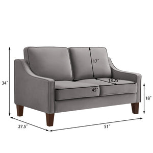 English Elm 2-Seater Velvet Loveseat with Spring Cushions Rubber Wood Legs and Washable Covers Dark Gray W2186P516665