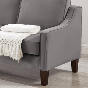 English Elm 2-Seater Velvet Loveseat with Spring Cushions Rubber Wood Legs and Washable Covers Dark Gray W2186P516665