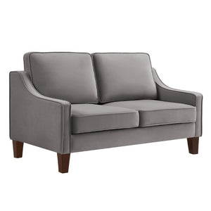 English Elm 2-Seater Velvet Loveseat with Spring Cushions Rubber Wood Legs and Washable Covers Dark Gray W2186P516665