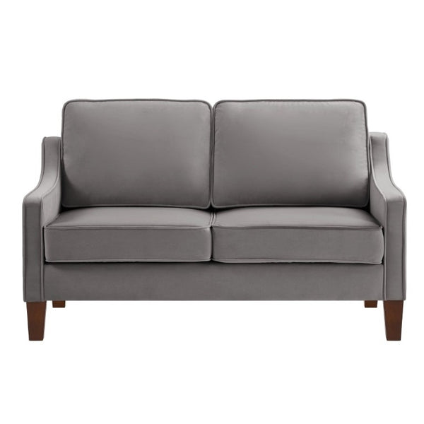 English Elm 2-Seater Velvet Loveseat with Spring Cushions Rubber Wood Legs and Washable Covers Dark Gray W2186P516665