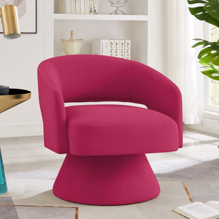 English Elm Modern Velvet Swivel Barrel Chair with Open Back for Living Room or Bedroom W2186P571824