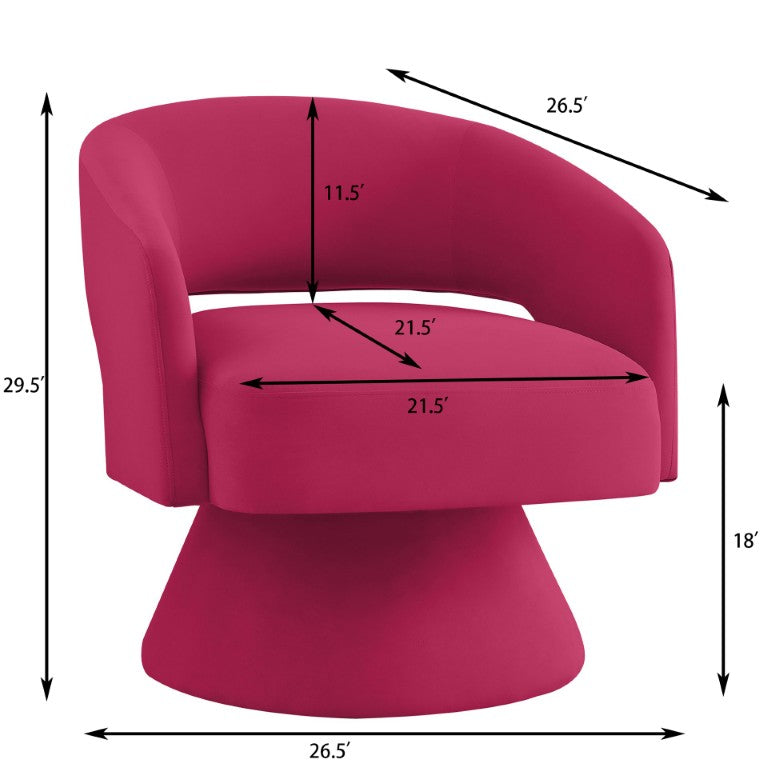 English Elm Modern Velvet Swivel Barrel Chair with Open Back for Living Room or Bedroom W2186P571824
