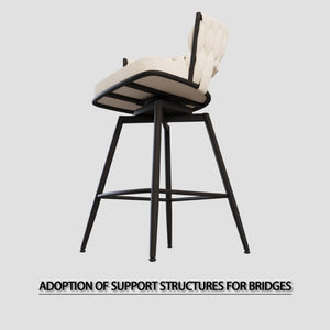 English Elm 26 Inch Swivel Woven Terry Cloth Counter Stools Set of 2 with Matte Black Metal Base W2189P180368