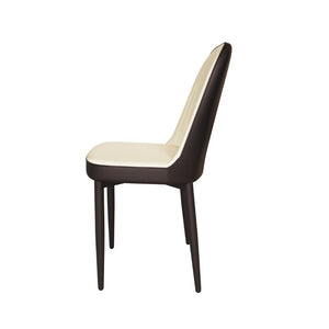 English Elm 63 Inch Cream MDF Dining Table Set with PU Leather Chairs and Black Metal Legs Beige+Cream - A W2189S00436