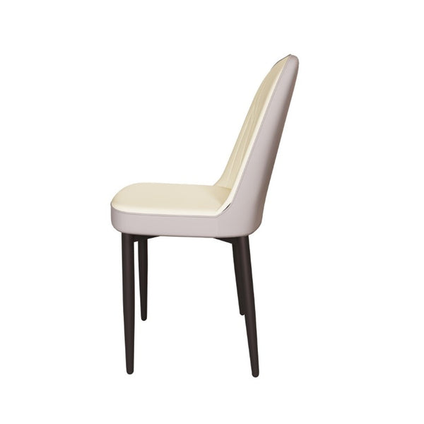 English Elm 63 Inch Cream MDF Dining Table Set with PU Leather Chairs and Black Metal Legs Beige+Cream - B W2189S00437