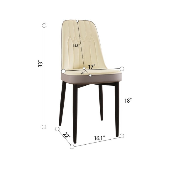 English Elm 63 Inch Cream MDF Dining Table Set with PU Leather Chairs and Black Metal Legs Beige+Cream - B W2189S00437