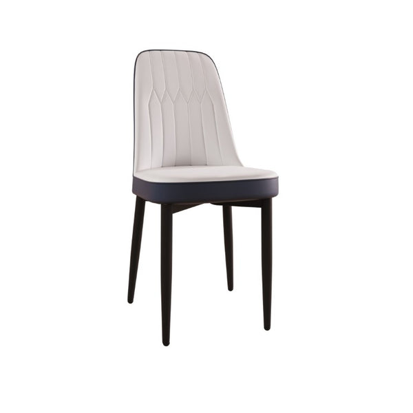 English Elm 63 Inch Cream MDF Dining Table Set with PU Leather Chairs and Black Metal Legs Blue+Cream,White W2189S00438