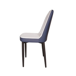 English Elm 63 Inch Cream MDF Dining Table Set with PU Leather Chairs and Black Metal Legs Blue+Cream,White W2189S00438