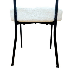 English Elm White Boucle Dining Chair Set of 4 Mid Century Barrel Back with Matte Black Legs W2189S01018