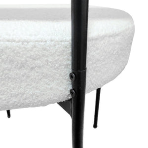 English Elm White Boucle Dining Chair Set of 4 Mid Century Barrel Back with Matte Black Legs W2189S01018
