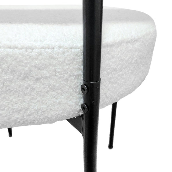 English Elm White Boucle Dining Chair Set of 4 Mid Century Barrel Back with Matte Black Legs W2189S01018
