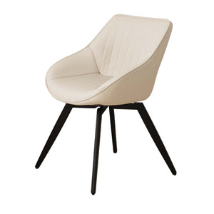 English Elm A Set of Four Mid-Century PU Upholstered Dining Chairs with Matte Black Metal Legs W2189S01095