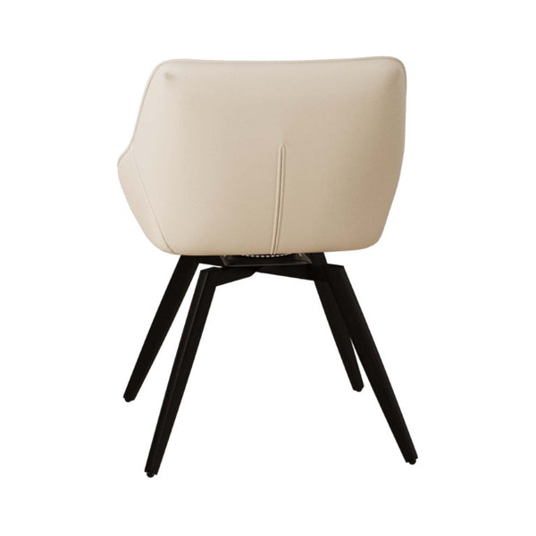 English Elm A Set of Four Mid-Century PU Upholstered Dining Chairs with Matte Black Metal Legs W2189S01095