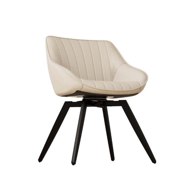 English Elm A Set of Four Mid-Century PU Upholstered Dining Chairs with Matte Black Metal Legs W2189S01095