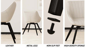 English Elm A Set of Four Mid-Century PU Upholstered Dining Chairs with Matte Black Metal Legs W2189S01095