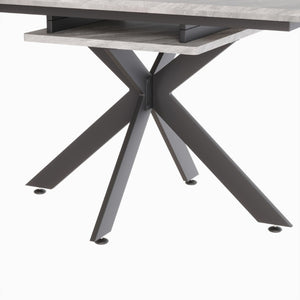 English Elm 62.4 Inch Extendable MDF Dining Table Set Seating 8 with Padded Chairs Metal Legs W2189S01110