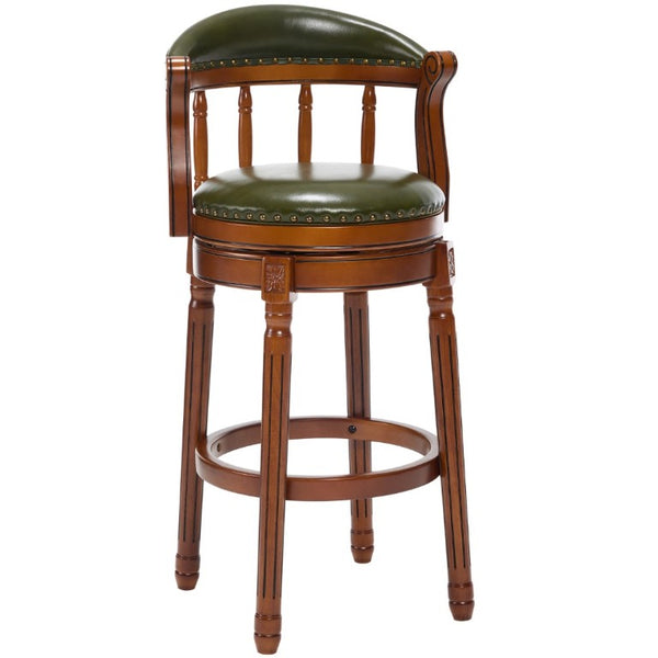 English Elm Cow Top Grain Leather Swivel Barstool Solid Hardwood Frame for Kitchen or Bar W2195P414774