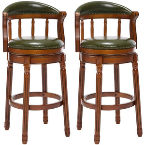 English Elm Cow Top Grain Leather Swivel Barstool Solid Hardwood Frame for Kitchen or Bar W2195P414774