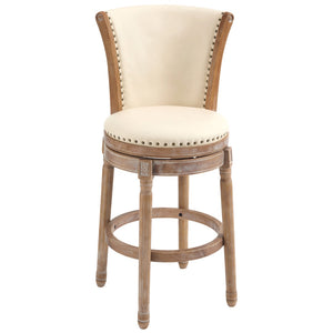 English Elm Cow Leather Swivel Barstool Solid Hardwood Frame Cushioned Back for Kitchen Island W2195P479947