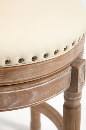 English Elm Cow Top Grain Leather High Back Swivel Barstool Solid Hardwood Frame Kitchen Island W2195P479949