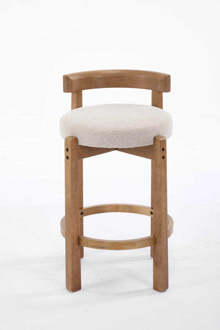 English Elm Linen Upholstered Barstools Set of Two with Solid Hardwood Frame for Kitchen Islands W2195P611446